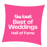 The Knot best of weddings hall of fame logo pink