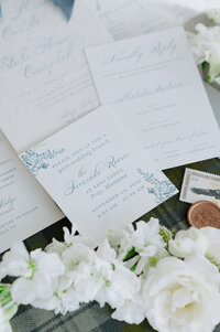 closeup of wedding invitation insert for brunch