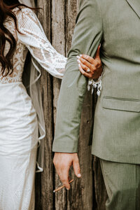 bride and groom smiling