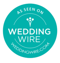 Teal and White logo for the wedding wire. The logo is transparent.