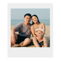 A photo of Cindy and her family at the Milwaukee beach.