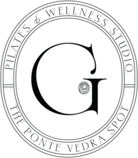 G Pilates logo in black by Isla Luna Studio