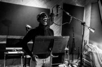 Singer Carlos Morgan in recording studio