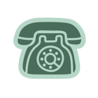 Brand icon and illustration for Bostron Design Studio. An icon of a green rotary phone.