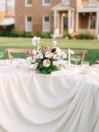 reception table photo of flowers at the barton house of redlands