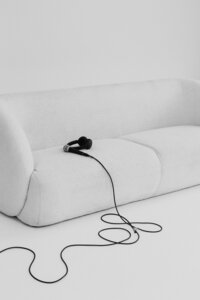 Black and white photo of microphone