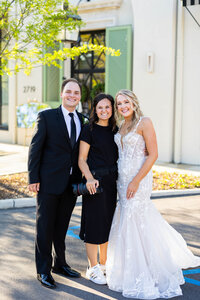 Eleanor Stenner with bride and groom at Birmingham wedding 