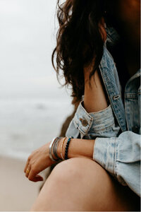 brand shot of woman's bracelets