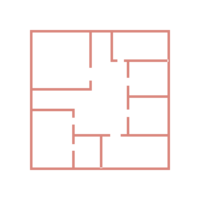 Pink illustration of floor plan icon