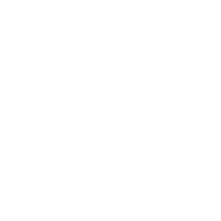 A stylized monogram in a black circle