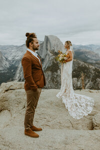 bride & groom eloping in yosemite national park near half dome