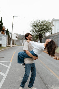 couple having fun on street road image