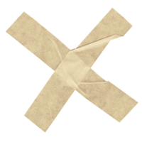 Two cream pieces of tape crossed over each other in an “X”