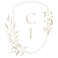 CIP monogram surrounded by sketched willow leaves