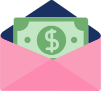Simple pink illustration of the back of an envelope
