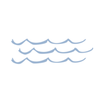 Blue, handdrawn waves icon
