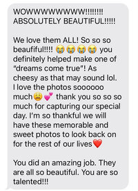 a photo of a text message sent to Sarah Mismash, a seattle Wedding Photographer, thanking her for wedding photography