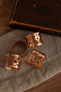 Coppermill Kitchen Set of 4 stacked copper napkin rings