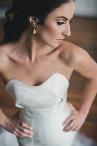 strapless mermaid wedding dress with a petal hem