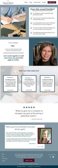 Rebecca Pickens work with me  page screenshot mockup on ipad