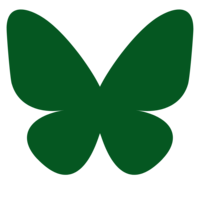 A green butterfly linking to Rockfish Wildlife Sanctuary's Bluesky account.