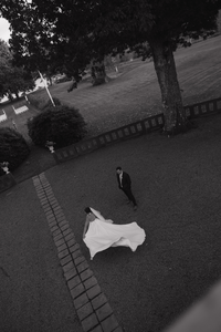 Black and white bride and maid of honor photograph