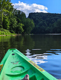 kayak floating on river