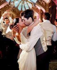 Couple kissing on the dance floor