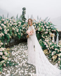 Bride posing in the lobby of the venue