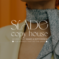 slade copy house logo over woman wearing a scarf