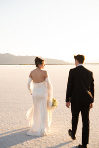 Bonneville Salt Flats Elopement with bride and groom