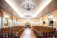 Bride and groom portraits on the grand staircase at the Westgate hotel, San Diego