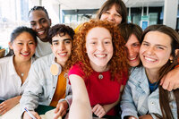 Group or individuals taking a selfie in group counseling