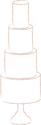 A line drawing of a four tier wedding cake