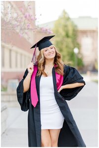 woman hugs her black and white paint horse for Montana equine photoshoot