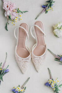 wedding shoes and flowers
