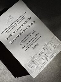 Blind sculpted embossed wedding invitations