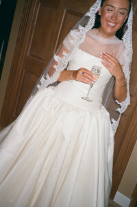 bride walking in a European styled garden