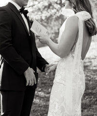 bride and groom share vows