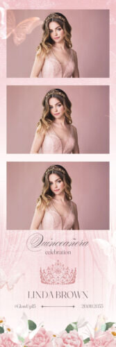 Customizable backdrop and elegant design for Luxe Photobooth rental in Ventura