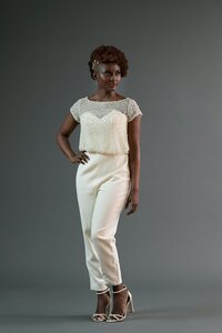Bridal Jumpsuit with pearl top, available in plus size