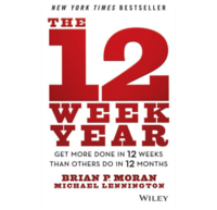 Book cover of The 12 Week Year: Get More Done in 12 Weeks than Others Do in 12 Months by Brian P. Moran, featured in the Get Unstuck list on the Xanthe Bookkeeping About page.