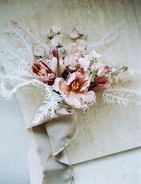 simple bridal bouquet with pink flowers