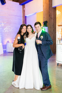 Eleanor Stenner with bride and groom at Birmingham wedding 