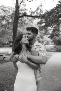 Engaged couple at Schenley Park in the spring captured by Pittsburgh wedding photographer