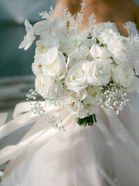 Bridal bouquet at Waters Edge photographed by Amanda Adams, Charlottesville photographer
