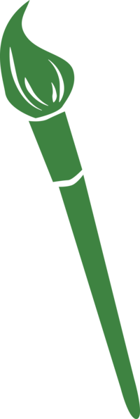 Paint brush green brand icon representing creativity in early childhood education in East Dallas, Dallas TX.