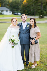 Eleanor Stenner with bride and groom at Birmingham wedding 