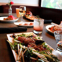 Set Table with gourmet cuisine at Stanwood Grill Restaurant