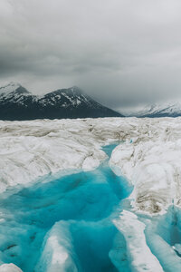 aerial view looking down over knik glacier during an elopement day in alaska